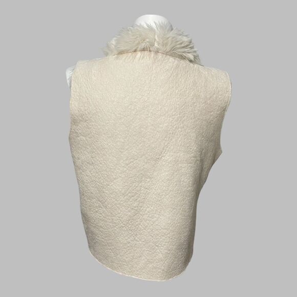 BISOU Bisou Women’s Open Front Faux Suede/Fur Vest-Ivory Size L - Picture 3 of 8